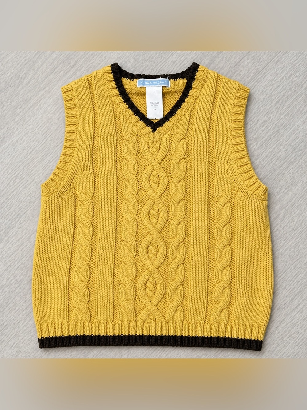 Janie and Jack Boys Argyle Sweater Vest Yellow Dressy Easter Size 2T